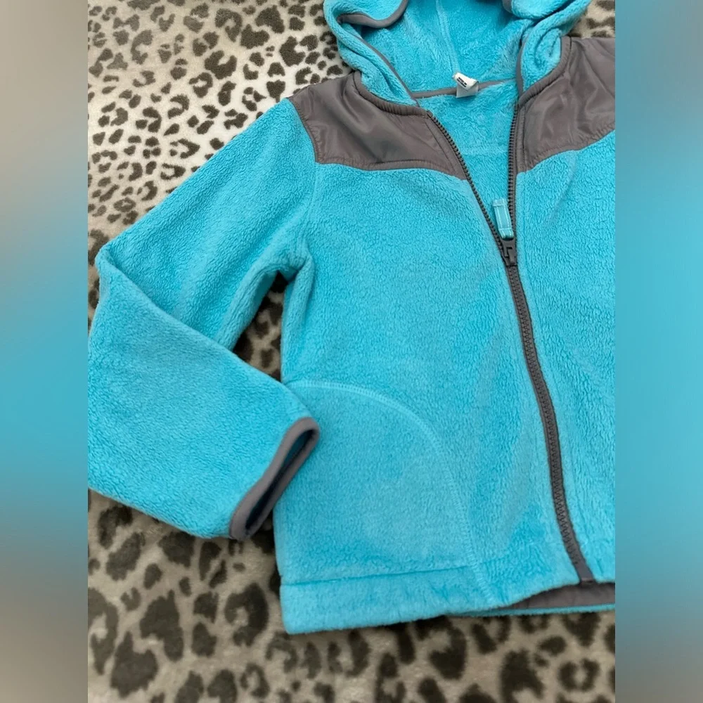 Old Navy Hooded Micro Fleece Jacket in Teal Blue Green Size Small 6 7 - Picture 7 of 16